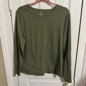 Nuuds Olive Green Long Sleeve Fitted Stretch Tee Plus Size XXXL W